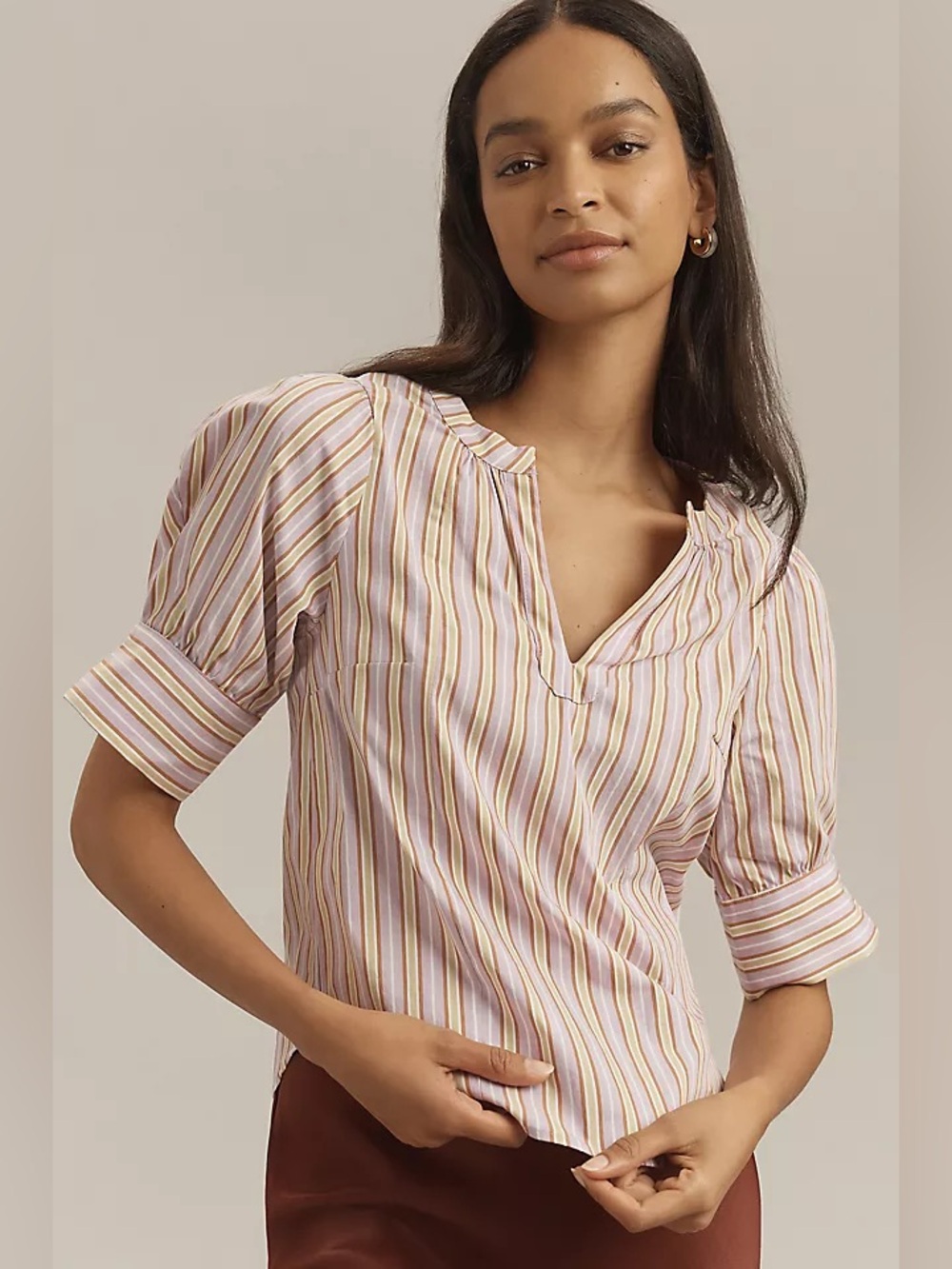 Anthropologie Maeve Puff Sleeve V-Neck Blouse